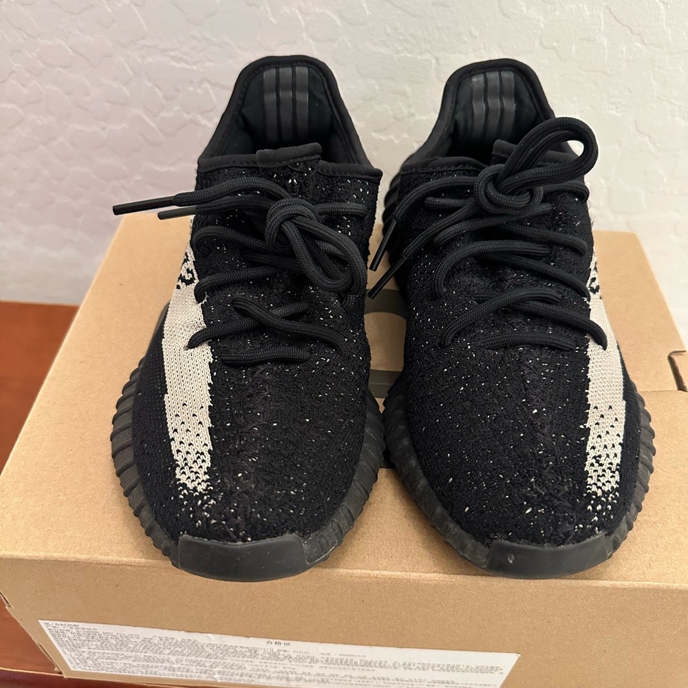 Yeezy 350 V2 Black and Cream Sneakers